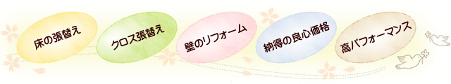 床の張替え,クロス張替え,壁のリフォーム,納得の良心価格,高パフォーマンス
